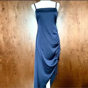Emory Park Sexy Strappy Midi Slip Dress Ruched Side Glam Chic Party Navy Blue